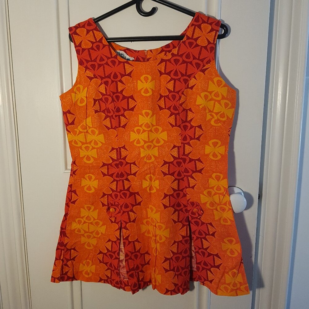 Vintage Pacific Isle Hawaiian barkcloth tiki tunic